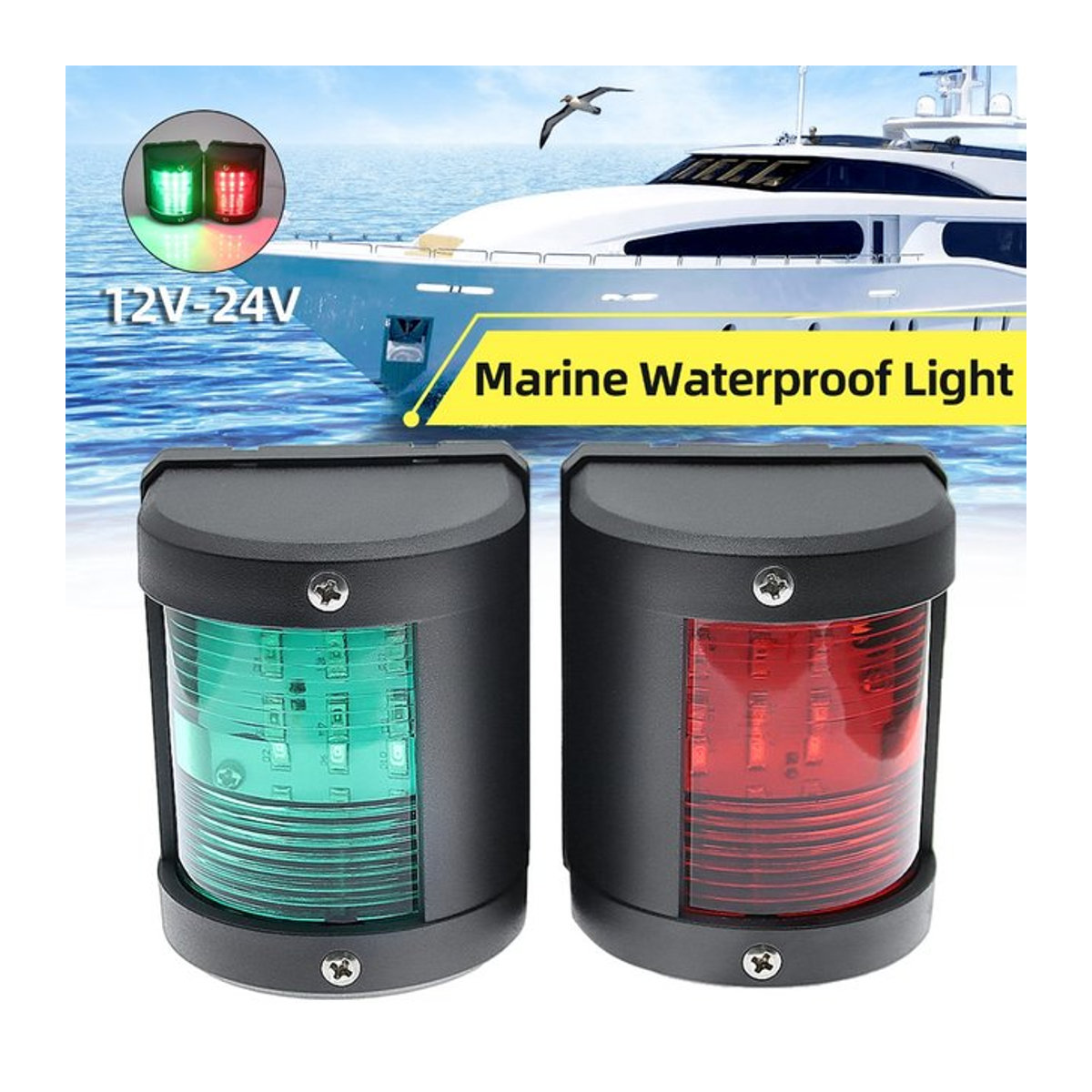 MAIMEIMI Marine Boot Navigationslichter Set aus 1 oder 2 Stück in Rot und Grün, wasserdichte Segellichter zur Seitenmarkierung für Boote und Pontons - Bild 1