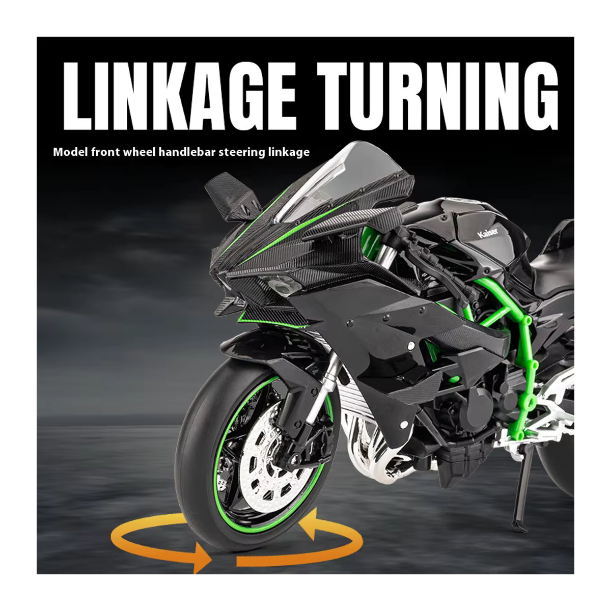 Maisto Kawasaki H2R Motorradmodell aus Metall im Maßstab 1:12, Farbe Schwarz - Bild 2