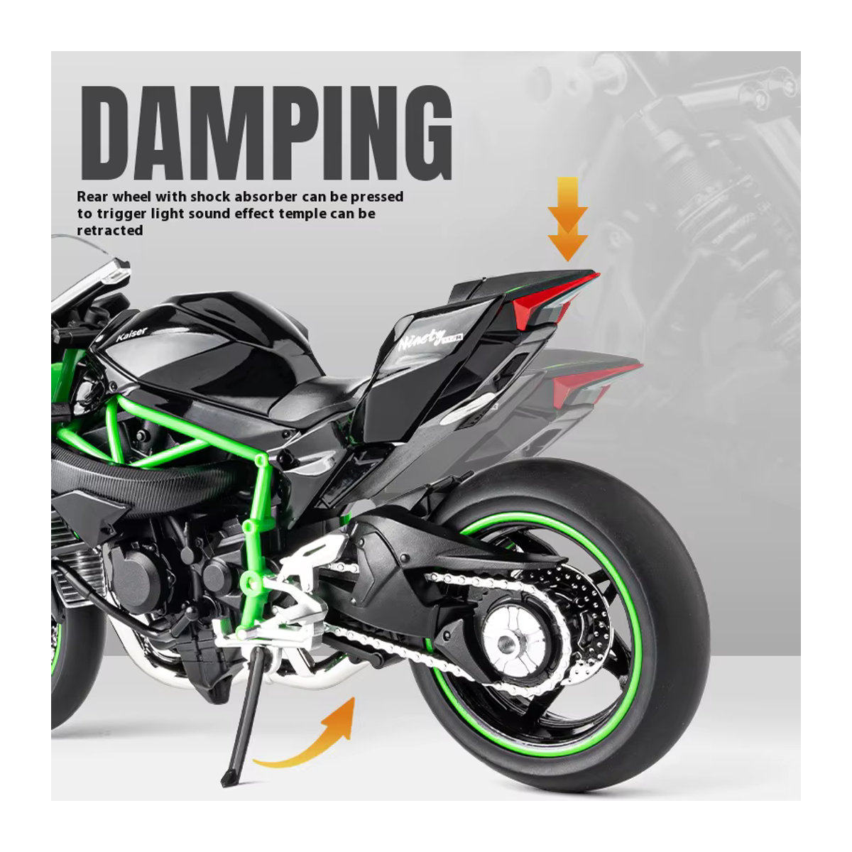 Maisto Kawasaki H2R Motorradmodell aus Metall im Maßstab 1:12, Farbe Schwarz - Bild 3