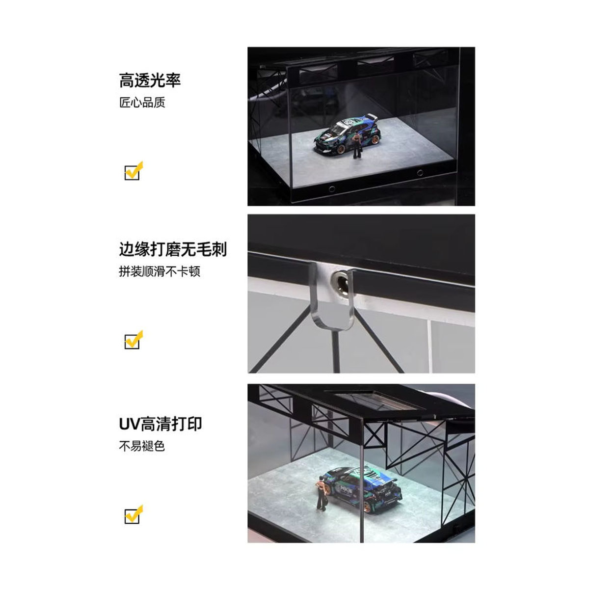 MAK Auto Showroom Diorama für 1:64 Automodelle mit transparenter Garage und magnetischer Saugtür aus Kunststoff - Bild 5
