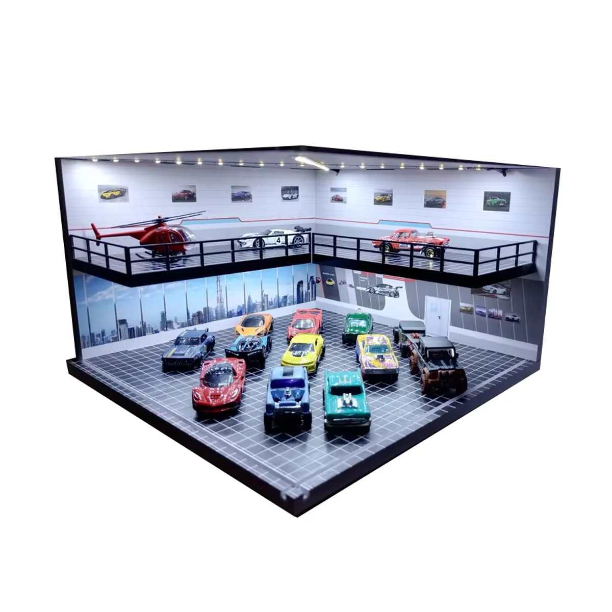 MAK Auto Showroom Garage Diorama mit Licht für 1/64 Modellautos, mehrfarbig, Kunststoff - Bild 5
