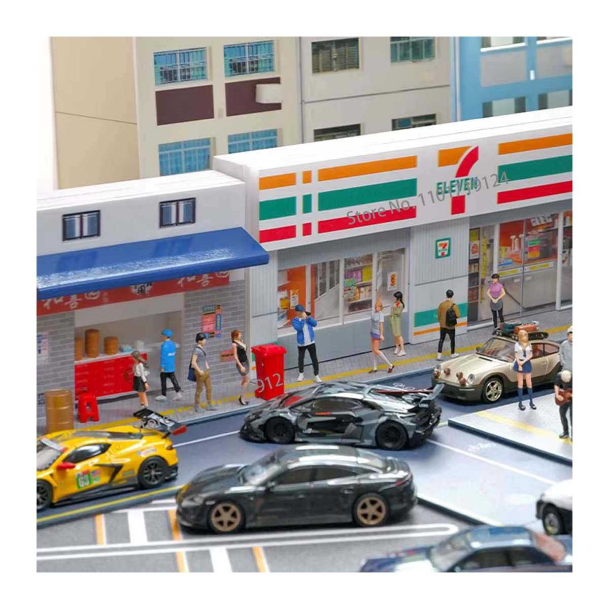 MAK Miniatur Architektur Modell Supermarkt und Convenience Store als dekoratives Hintergrund Panel in Mehrfarbig - Bild 1