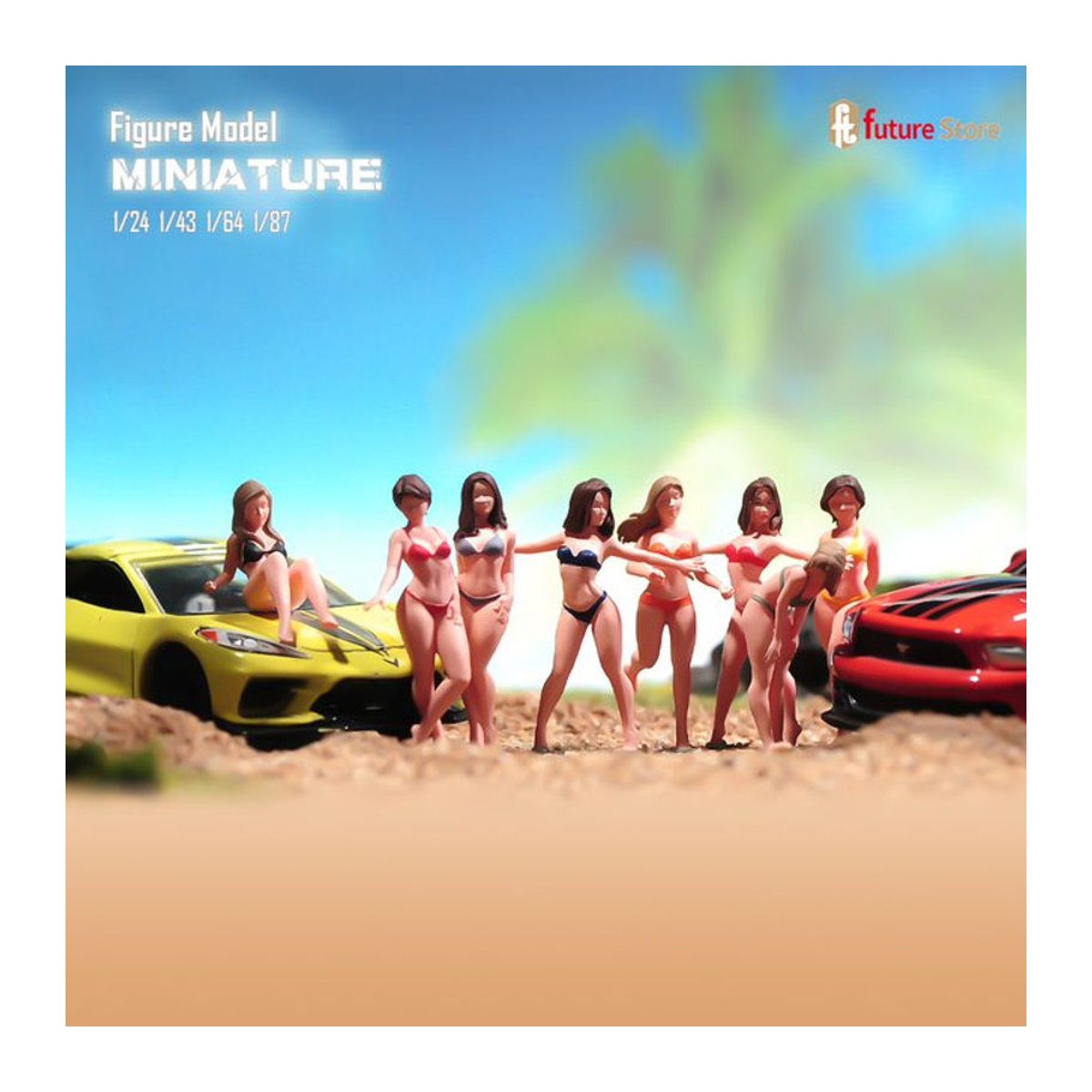 MAK Miniatur Figur Mädchen im Bikini für Diorama und Modellbau, mehrfarbig, Kunstharz - Bild 1