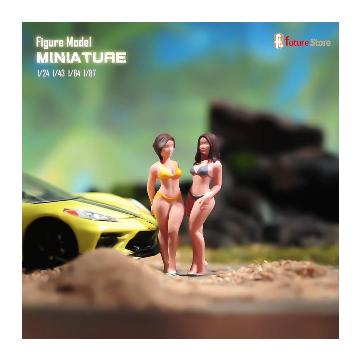 MAK Miniatur Figur Mädchen im Bikini für Diorama und Modellbau, mehrfarbig, Kunstharz - Bild 2