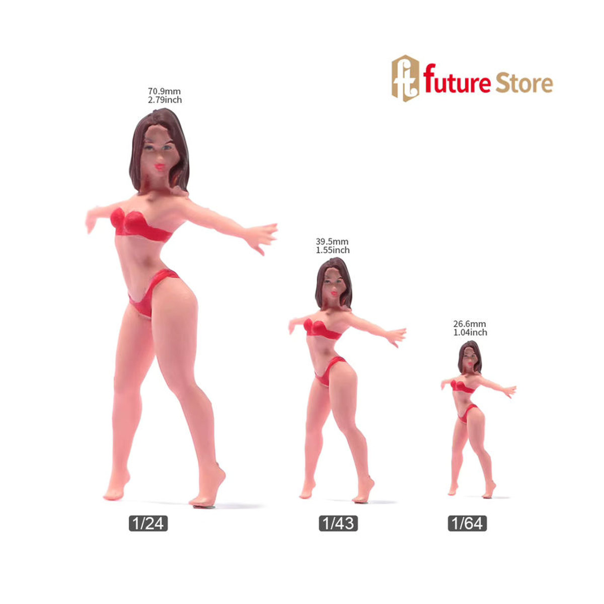 MAK Miniatur Figur Mädchen im Bikini für Diorama und Modellbau, mehrfarbig, Kunstharz - Bild 4