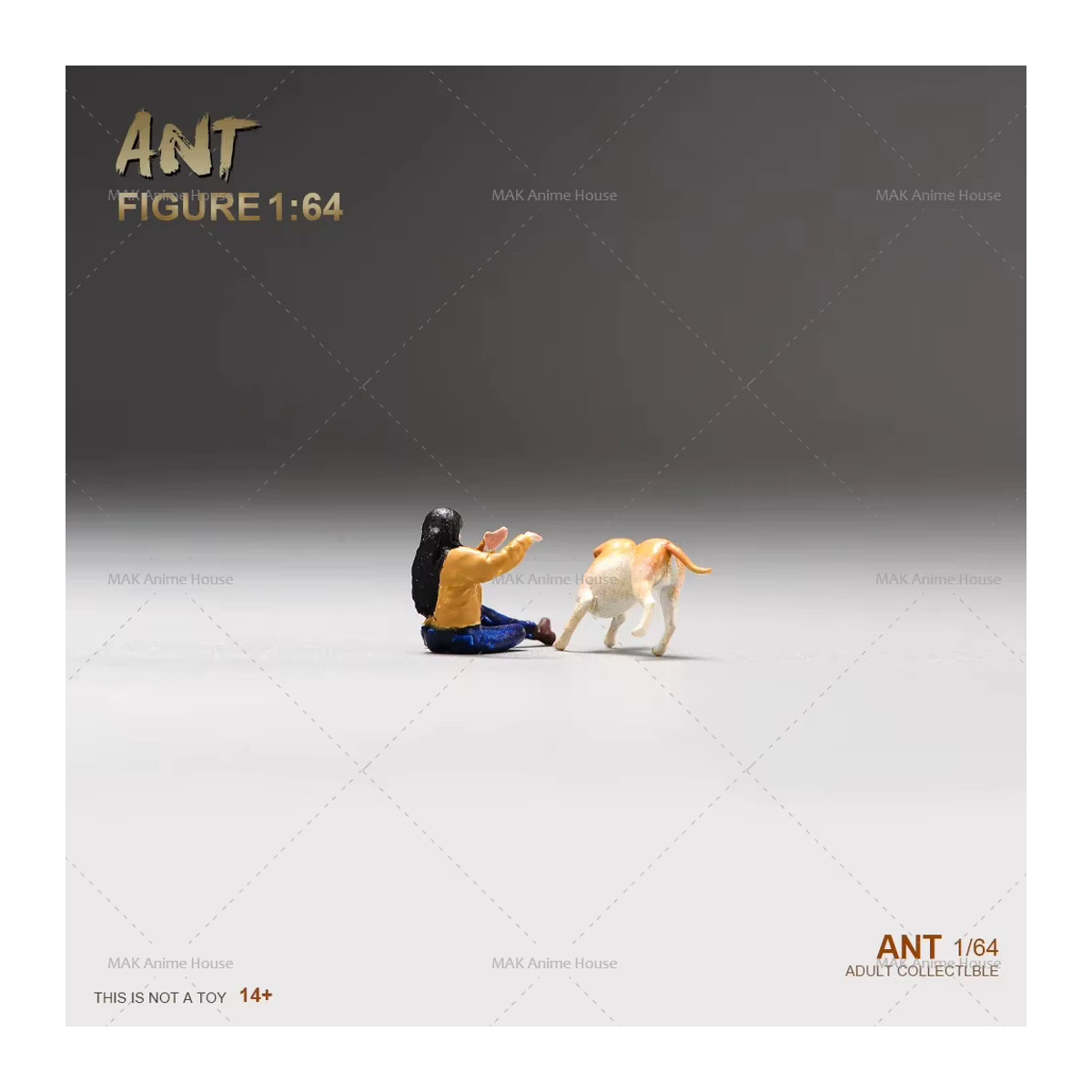 MAK Miniatur Figur Mädchen mit Hund für Diorama und Modellbau im Maßstab 1/64 1/87, mehrfarbig, stehend - Bild 3