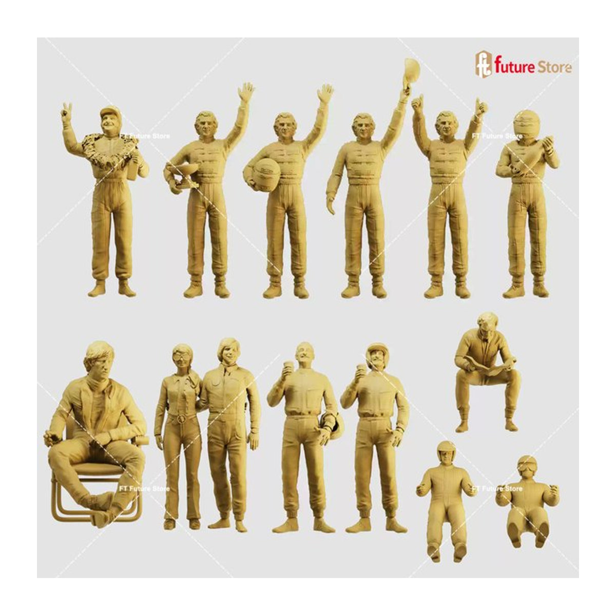 MAK Miniatur Racing Fahrer Figur in Beige aus Kunstharz für Diorama und Modellbau - Bild 1