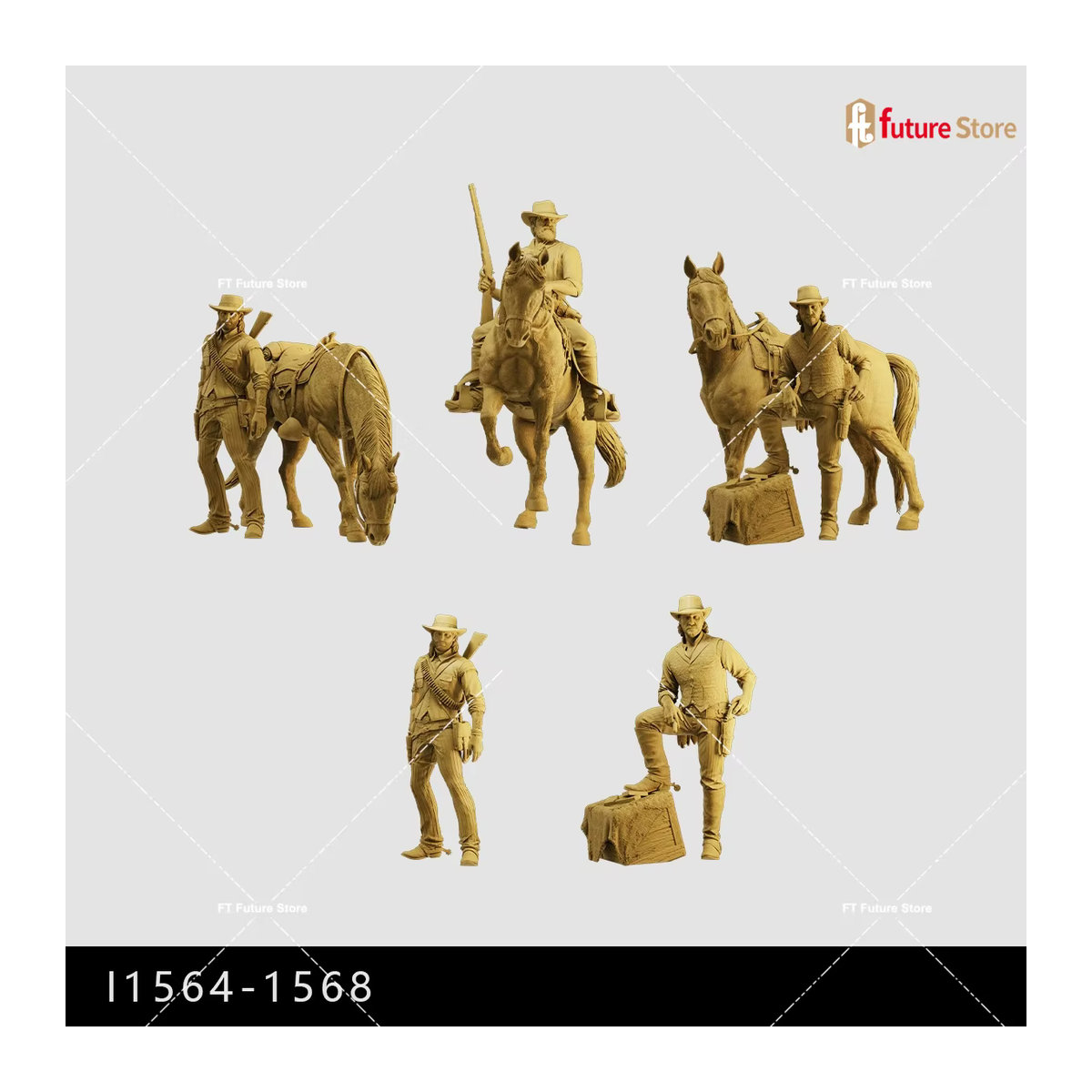 MAK Miniaturen Figur Cowboy reitet auf Pferd in Beige, 1/64 1/43 Diorama Modell aus Kunstharz - Bild 2