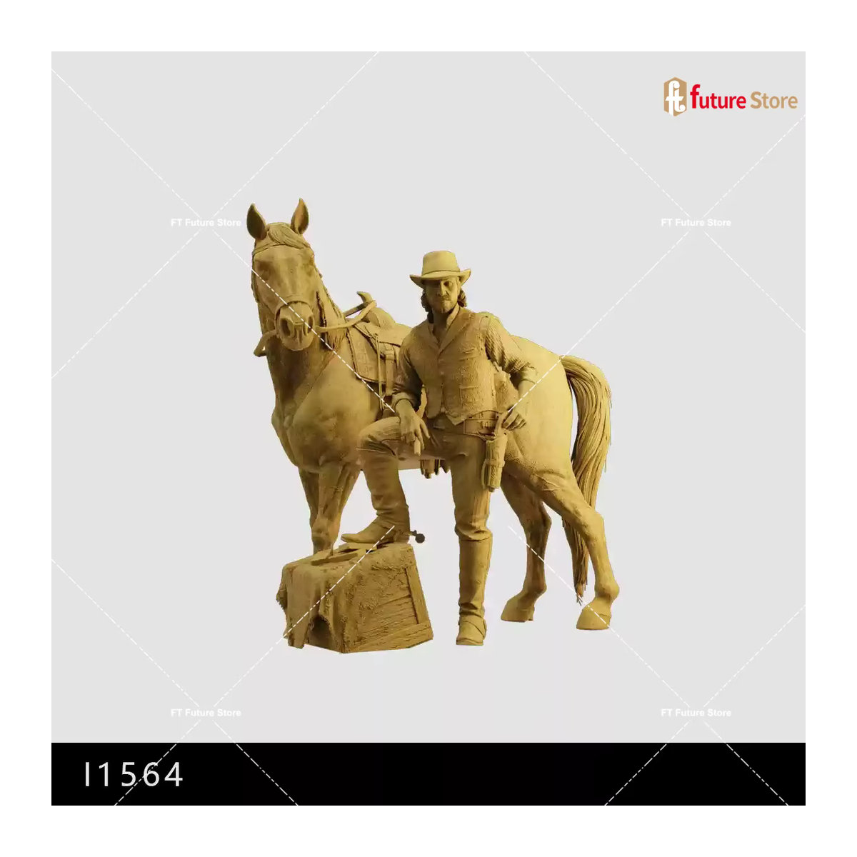 MAK Miniaturen Figur Cowboy reitet auf Pferd in Beige, 1/64 1/43 Diorama Modell aus Kunstharz - Bild 3