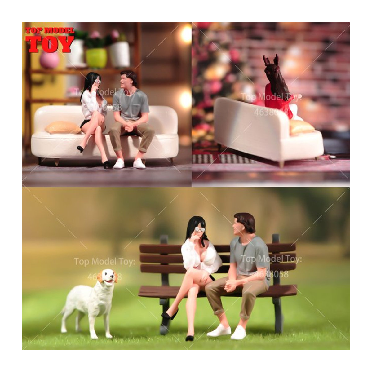 MAK Miniaturfigur Guy Girl sitzend auf Sofa und Stuhl, mehrfarbig, Modellzubehör für Maßstäbe 1/18 bis 1/64 - Bild 1