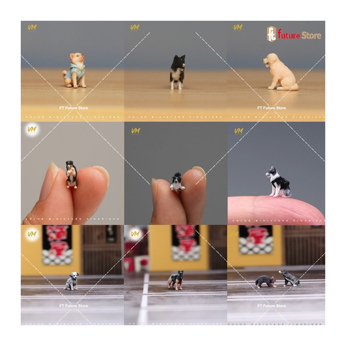 MAK Miniaturfiguren Hunde und Katzen im Maßstab 1/64, mehrfarbige 3D-Druck Tierfiguren für Deko und Handwerkskunst - Bild 1