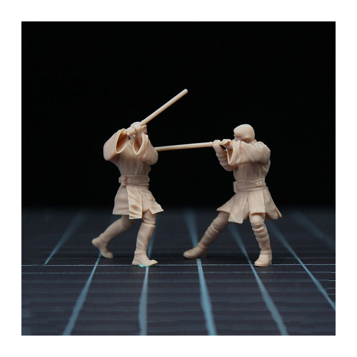 MAK Miniaturfiguren Obiwang vs. Anakin 3D-Druckmodell aus Kunstharz in Beige für Maßstab 1/64 und 1/43 als Dekoration - Bild 1