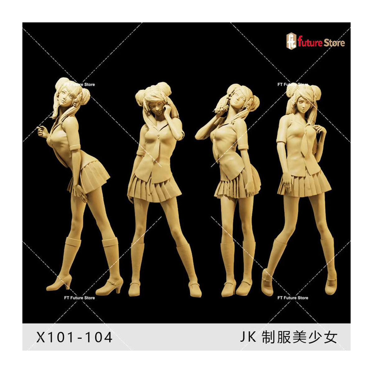 MAK Modische Mädchen Uniform Figur in Beige für Diorama und Miniatur-Szenen (1/64, 1/43, 1/35) - Bild 2
