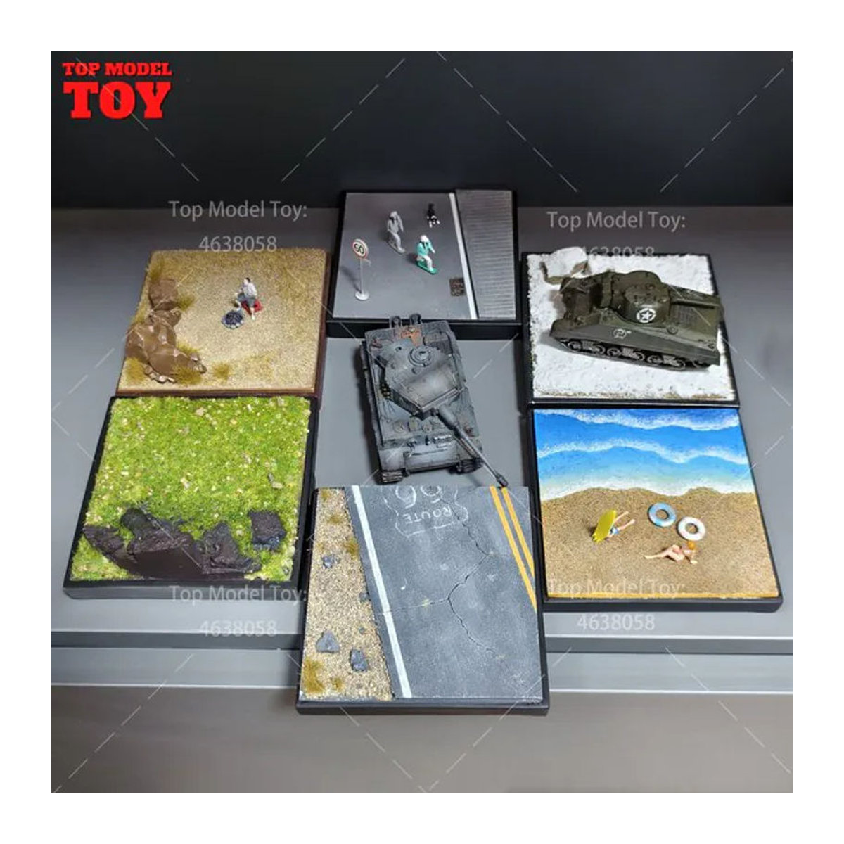 MAK Ornament-Display Quadratische Plattform mit Meeresblick, Wildnis, Schnee, Ruinen und Autobahnszene, Mehrfarbig, Breite: 10,5 cm, Tiefe: 10,5 cm - Bild 1