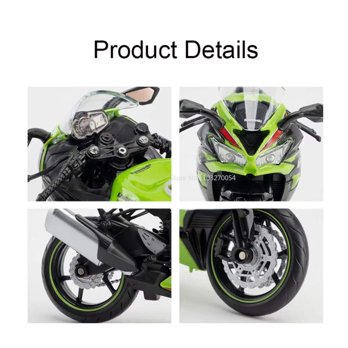 MAKEDA Diecast Modellmotorrad Kawasaki Ninja ZX-6R Legierung Spielzeug in Grün im Maßstab 1:12 - Bild 3