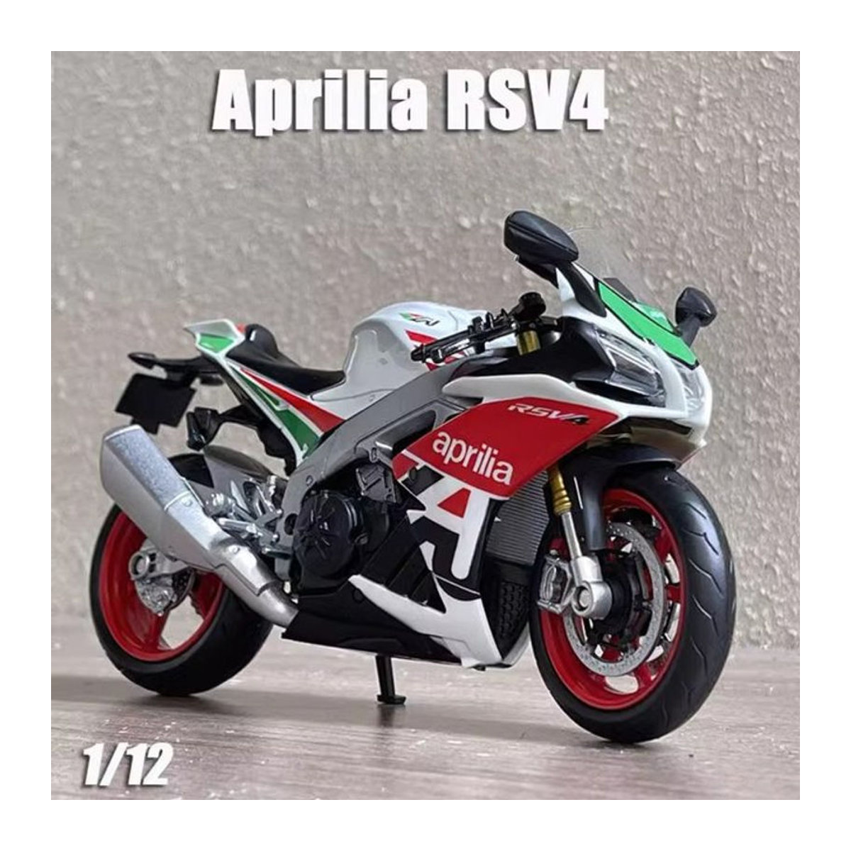 MAKEDA Diecast Motorrad Modell Aprilia RSV4 und Suzuki GSX R1000R in Weiß aus Metall im Maßstab 1:12 mit lenkbarem Vorderrad als Sammlerstück - Bild 1