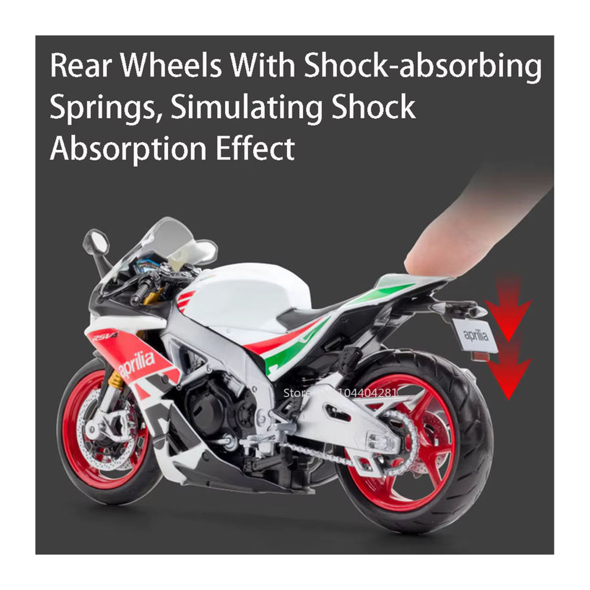 MAKEDA Diecast Motorrad Modell Aprilia RSV4 und Suzuki GSX R1000R in Weiß aus Metall im Maßstab 1:12 mit lenkbarem Vorderrad als Sammlerstück - Bild 4