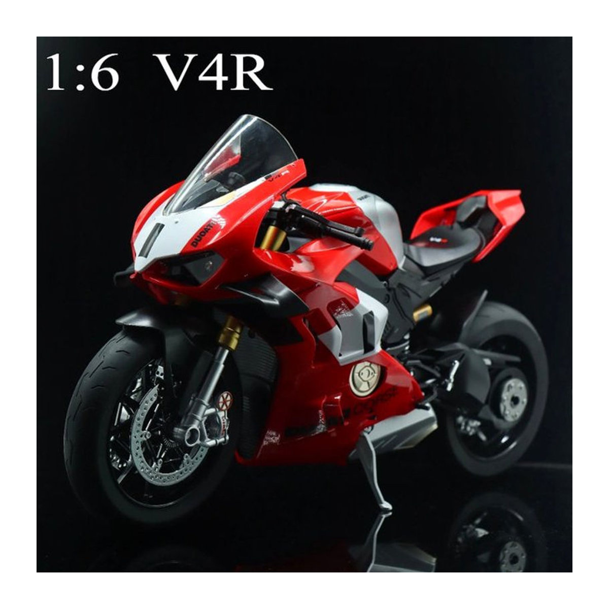 MAKEDA Ducati V4R H2R Motorrad Modellauto aus Metall mit Sound und Licht in Schwarz und Rot - Bild 1