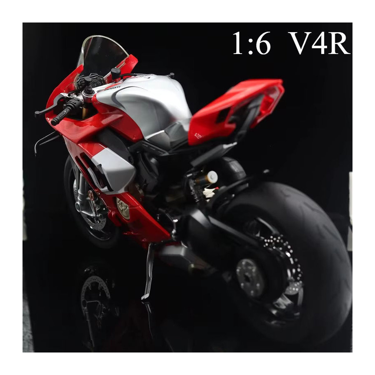 MAKEDA Ducati V4R H2R Motorrad Modellauto aus Metall mit Sound und Licht in Schwarz und Rot - Bild 2