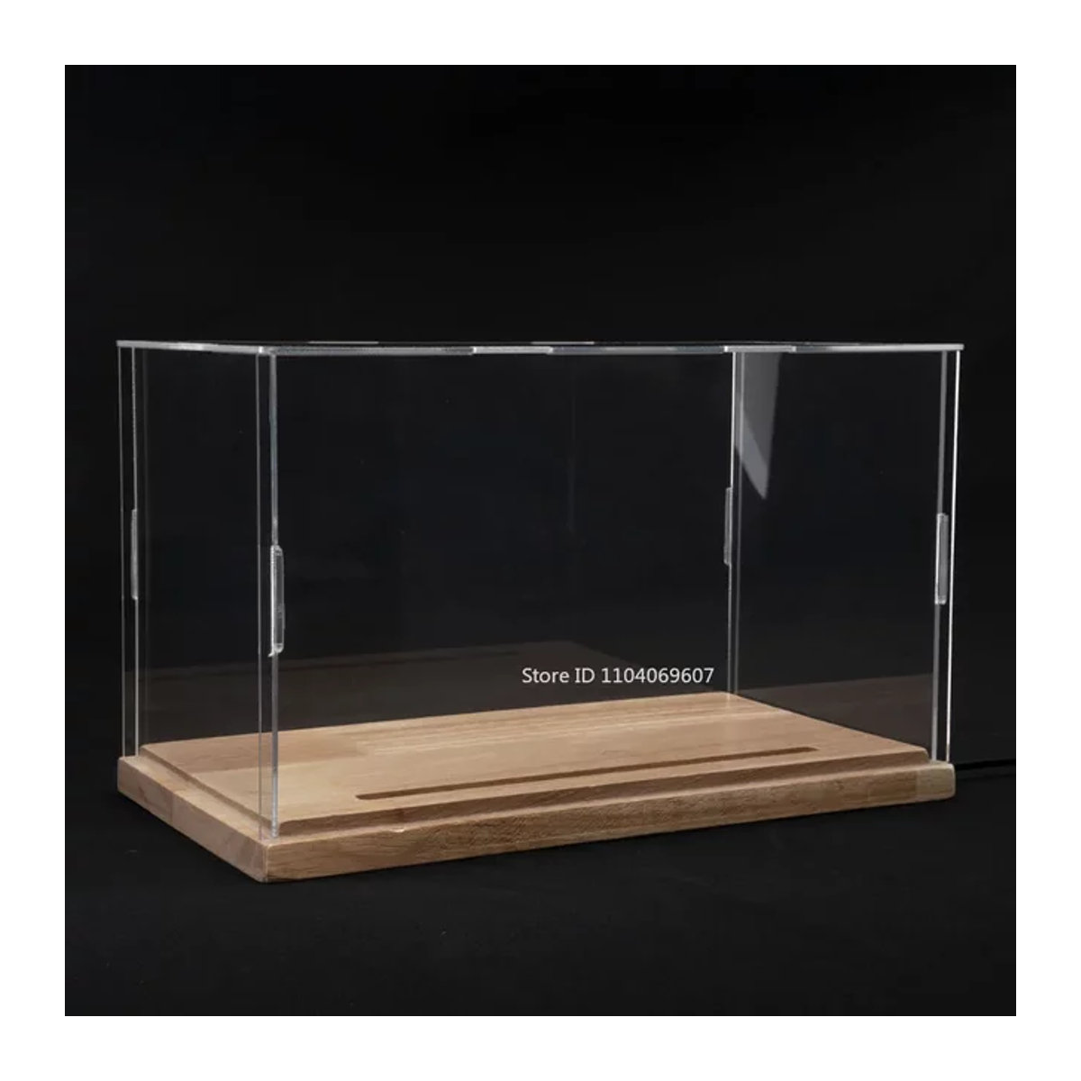 MAKEDA Staubschutzbox aus Acrylglas mit LED-Leuchten und Holzsockel für Automodelle in den Maßstäben 1:9, 1:24 und 1:32, transparent - Bild 1