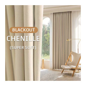 MAKEHOME Verdunkelungsvorhänge aus superweichem Chenille mit 3D-Textur in Beige