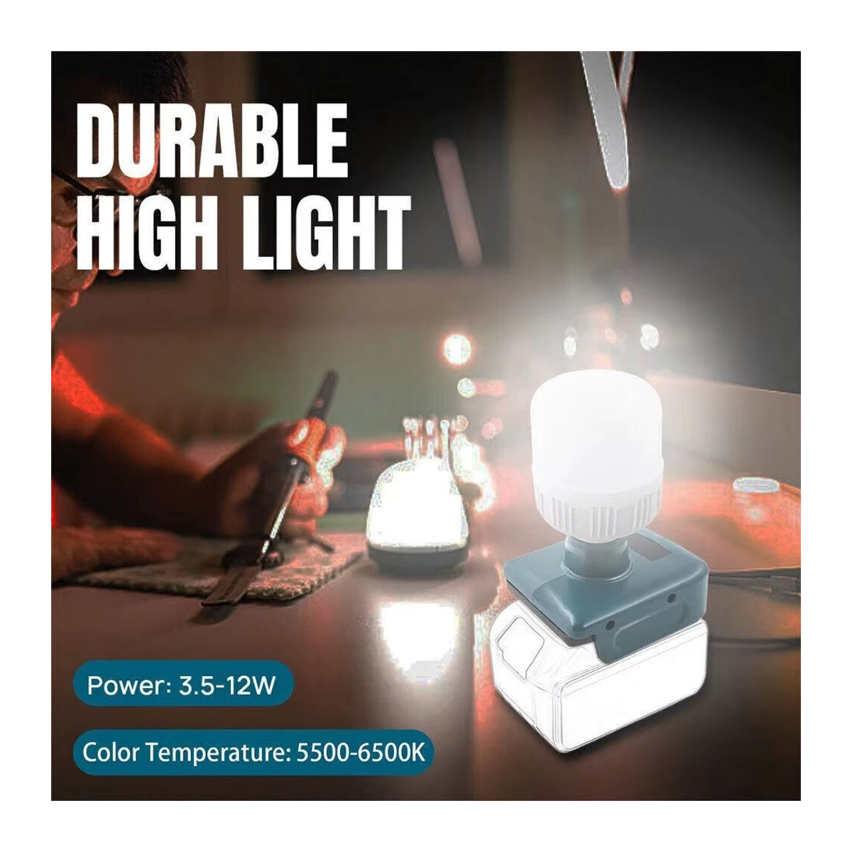 Makita 18V Li-Ionen Kabellose LED-Lampe als Notfall-Flutlicht und Campinglampe mit kaltweißem Licht für Innen- und Außenbereiche - Bild 4