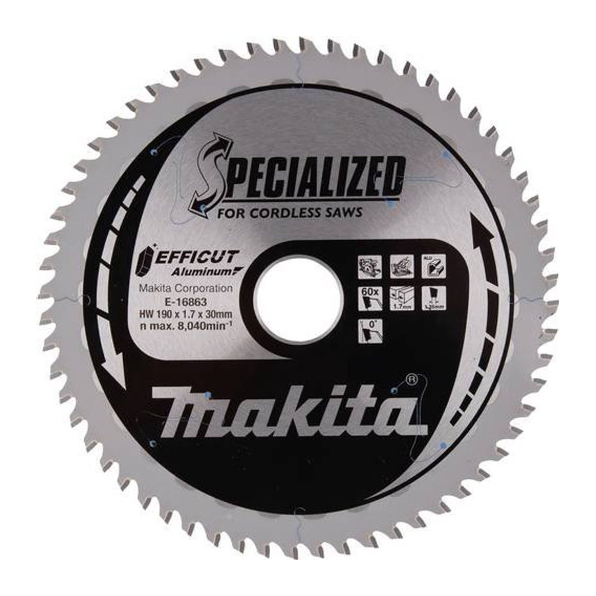 Makita EFFICUT Sägeblatt für Aluminium Durchmesser: 190 mm, Bohrung: 30 mm, Dicke: 60 mm - Bild 1