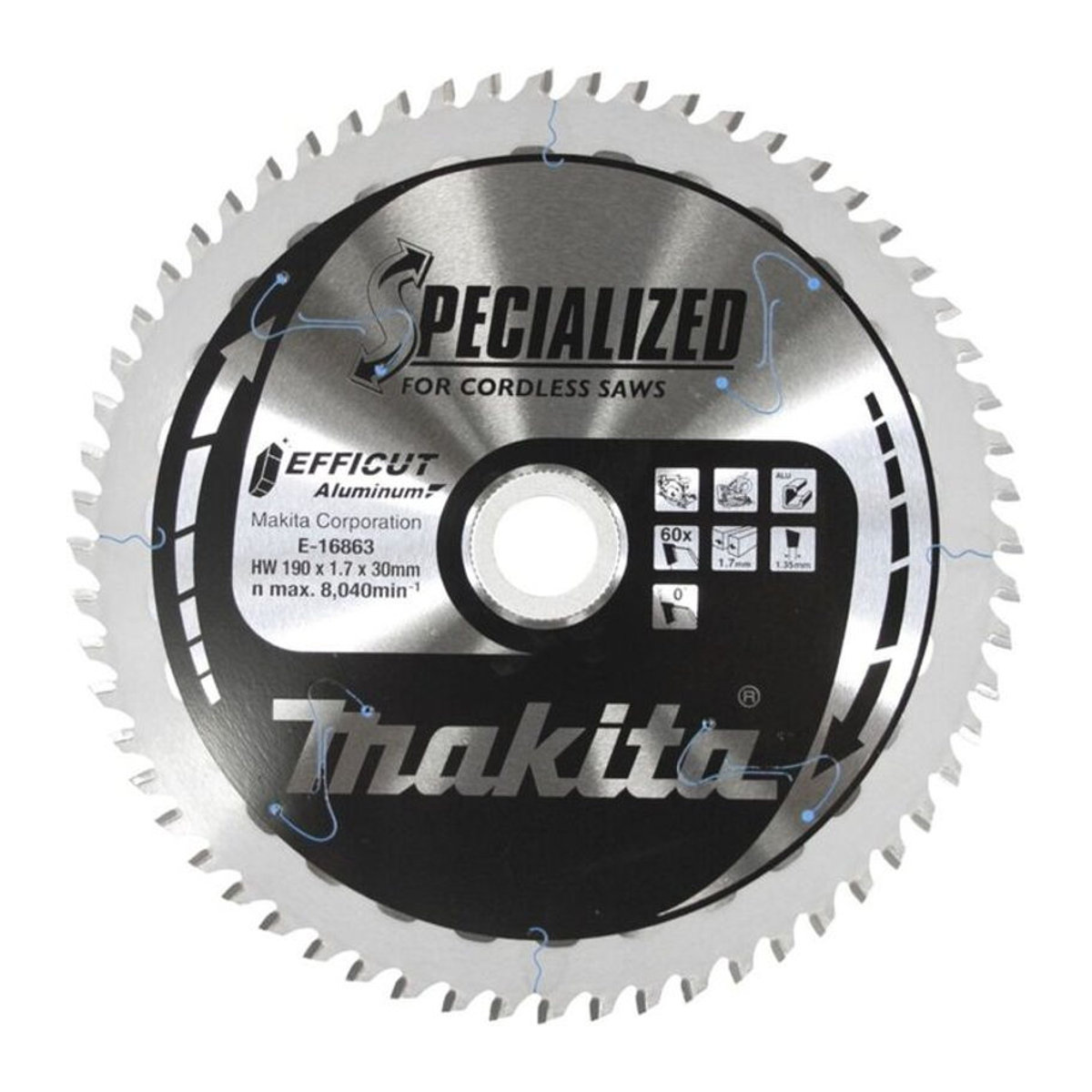 Makita EFFICUT Sägeblatt für Aluminium Durchmesser: 190 mm, Bohrung: 30 mm, Dicke: 60 mm - Bild 2