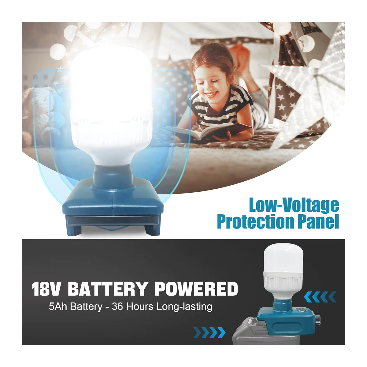 Makita LED-Arbeitsleuchte 12 W für Li-Ionen-Akkus 18 V, tragbare Niederspannungslampe für Camping und Outdoor - Bild 5