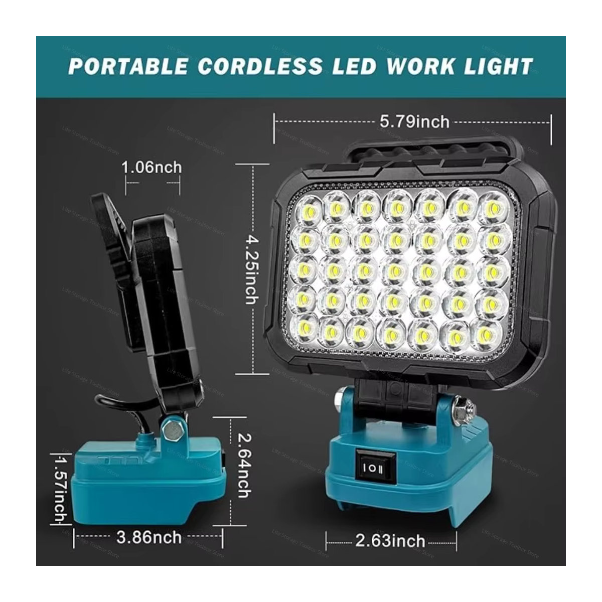 Makita LED-Arbeitsleuchte für 18V Akku, 1500 Lumen kabelloses Flutlicht mit 2 USB-Ladeanschlüssen - Bild 2