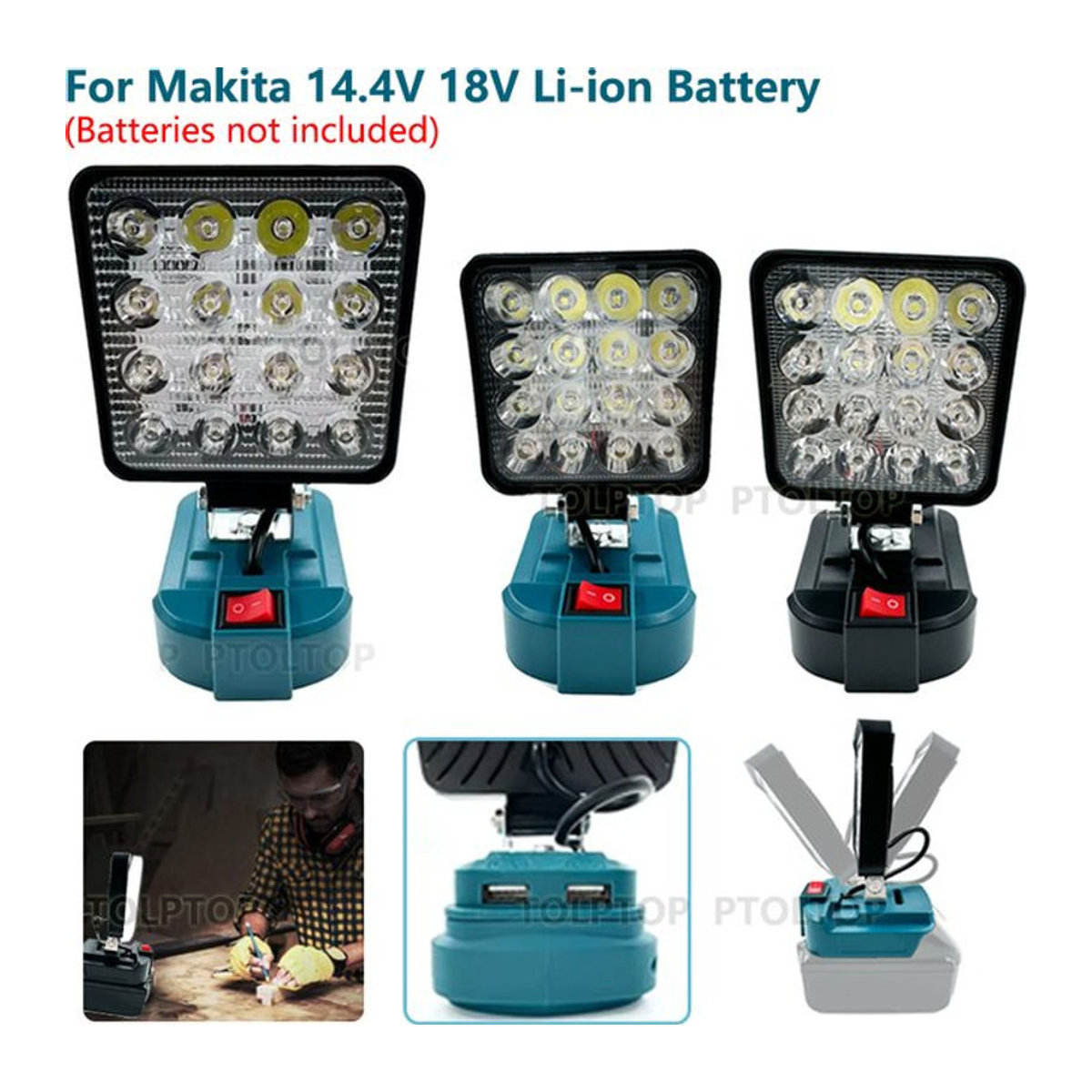 Makita LED Arbeitsleuchte mit USB für 14,4 V und 18 V Li-Ion Akku als Outdoor Taschenlampe und Camping Laterne für Notfälle - Bild 1