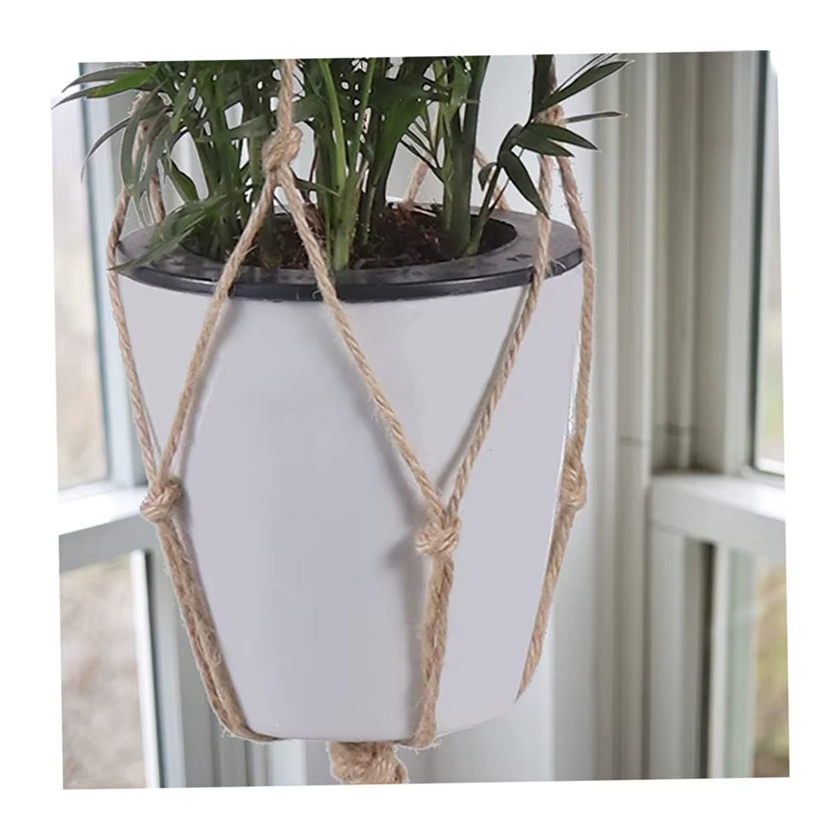 Makramee Blumenampel aus Hanfseil in Beige für deinen Balkon und Garten - Bild 4