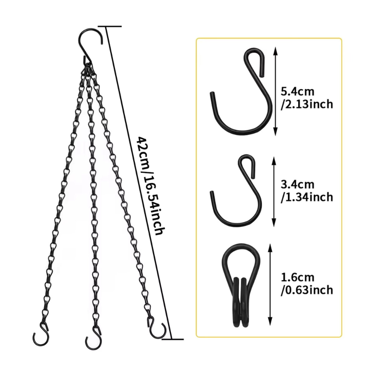 Makramee-Pflanzenaufhänger aus weißem Zink und Textil, Hängekette für Blumentöpfe, Länge: 40 cm - Bild 1