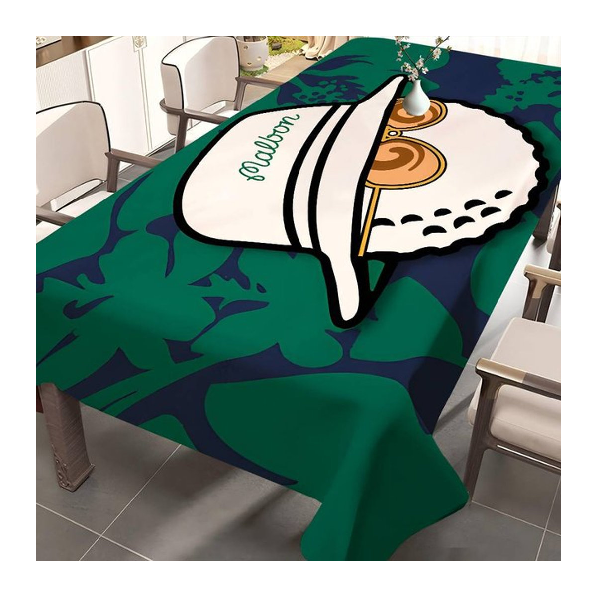 Malbon Golf Tischdecke grün wasserdicht und ölbeständig für Nachttisch und Couchtisch - Bild 1