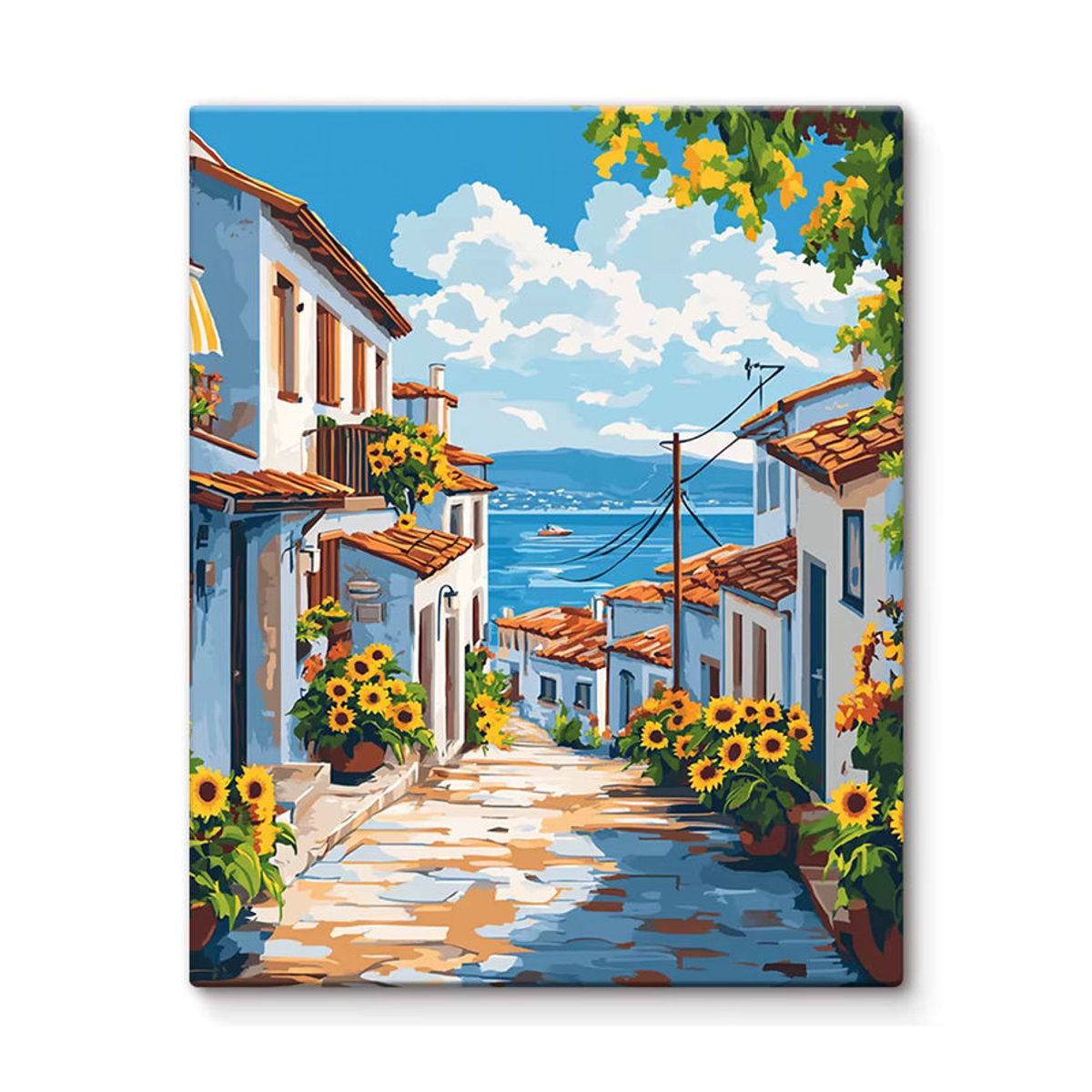 Malen nach Zahlen Küstenstadtlandschaft von RUOPOTY mit Farbmarkern als moderne Wandkunst in Hochformat, mehrfarbig, B/H: 40 x 50 cm - Bild 2