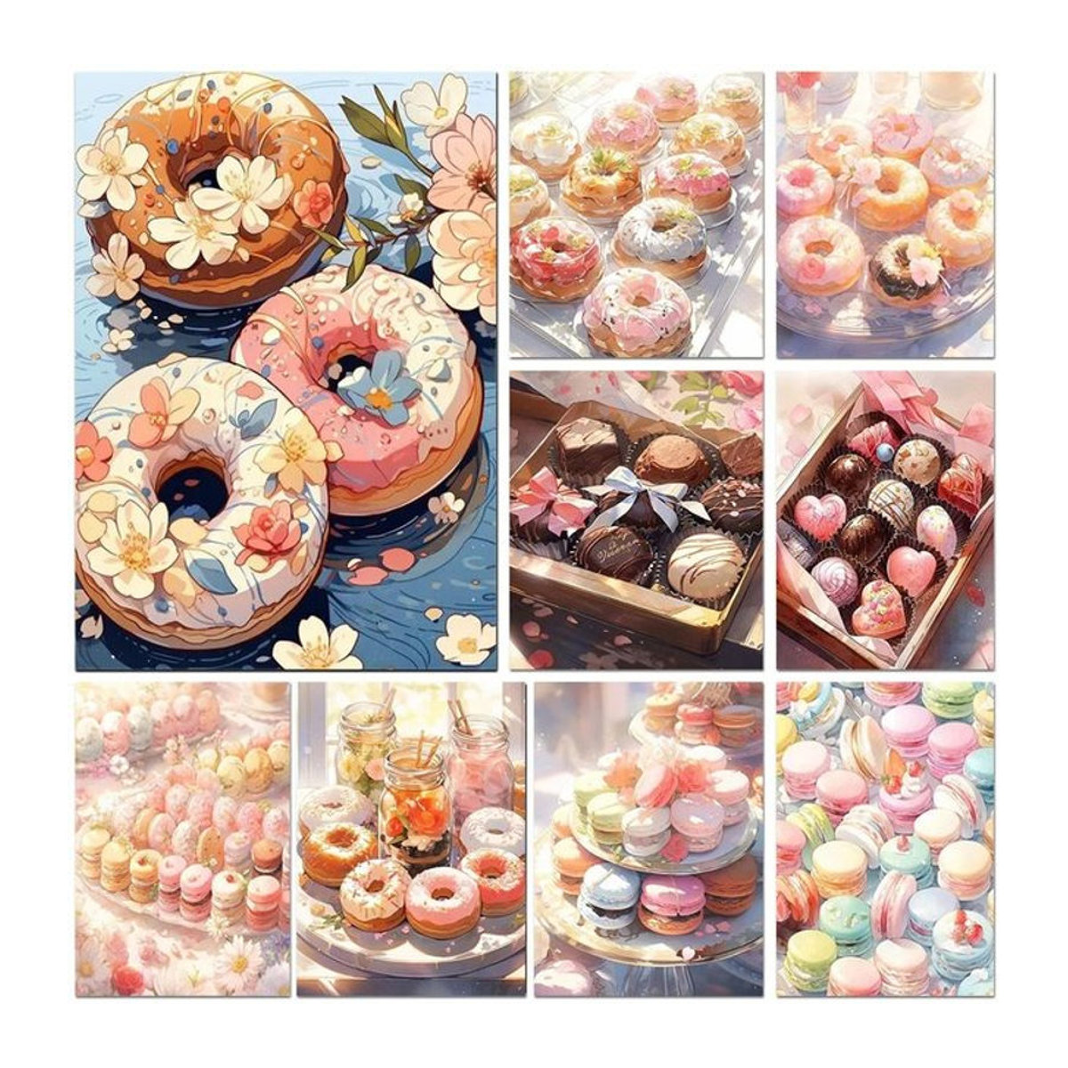 Malen nach Zahlen Set Macaron-Donut Motiv von Potdemiel für Erwachsene in Mehrfarbig - Bild 1