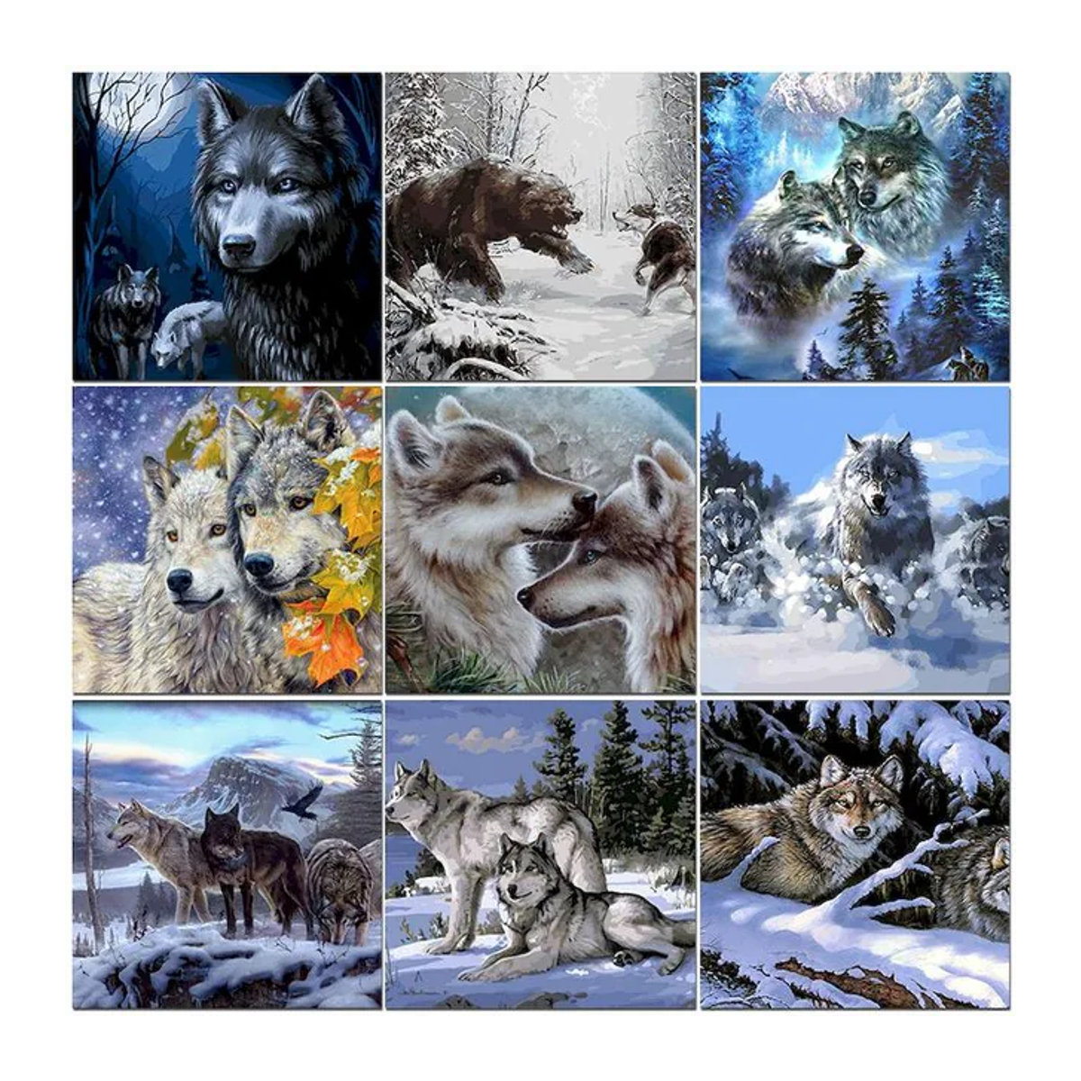 Malen nach Zahlen Wolf Öl Bild von PhotoCustom als DIY Bastelset für Erwachsene mit Acrylfarben auf Leinwand in Mehrfarbig - Bild 1