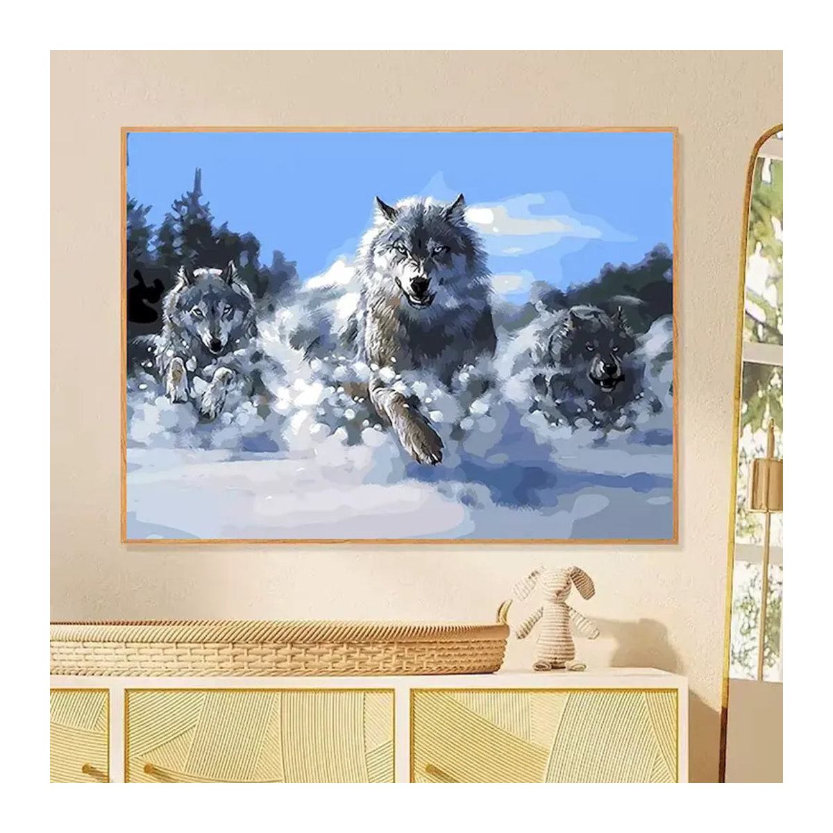 Malen nach Zahlen Wolf Öl Bild von PhotoCustom als DIY Bastelset für Erwachsene mit Acrylfarben auf Leinwand in Mehrfarbig - Bild 3