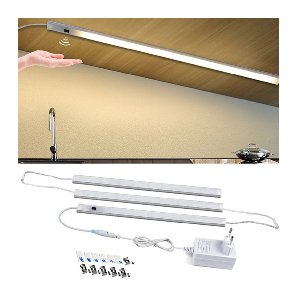 MALITAI LED Bar Lampe mit Bewegungserkennung für Schrank und Küche, Weiß, DC12V Möbelbeleuchtung - Bild 1