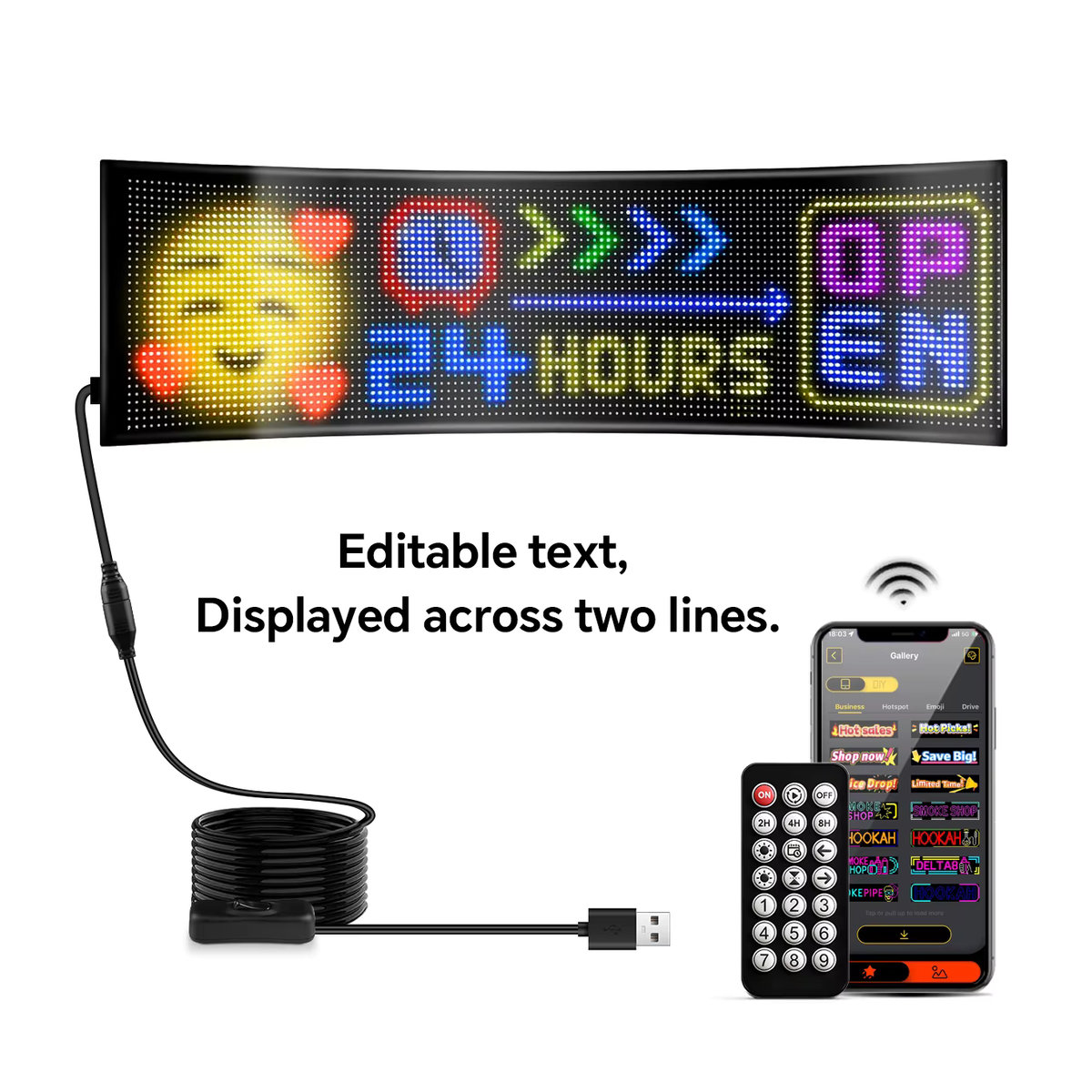 MALITAI LED Pixel Matrix Panel Leuchte mit APP-Steuerung, IP66 wasserdicht, DIY Textanimation, Bunt, USB-betrieben - Bild 5