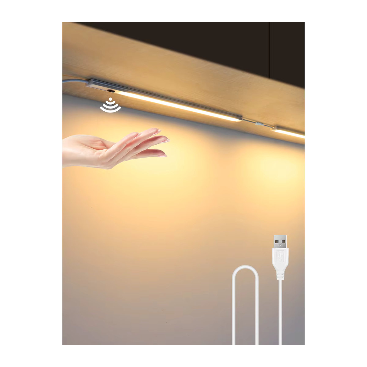 MALITAI LED Schrankbeleuchtung mit Bewegungssensor und Handgeste, Aluminium Nachtlicht in Silber, minimalistische Möbelbeleuchtung mit USB-Anschluss - Bild 7
