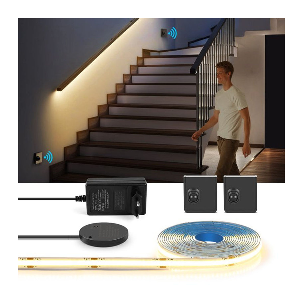 MALITAI Minimalistisches LED-Nachtlicht mit COB-Lampe und PIR-Bewegungsmelder für Treppen und Schlafzimmer - Bild 1