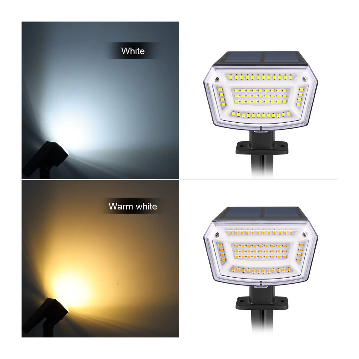MALITAI Solar-LED-Außenstrahler mit 59 LEDs in Warmweiß und Weiß oder Schwarz für Garten, Rasen und Wege - Bild 6
