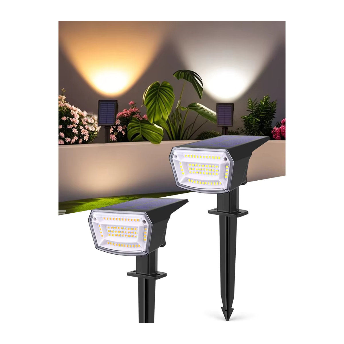MALITAI Solar-LED-Außenstrahler mit 59 LEDs in Warmweiß und Weiß oder Schwarz für Garten, Rasen und Wege - Bild 7