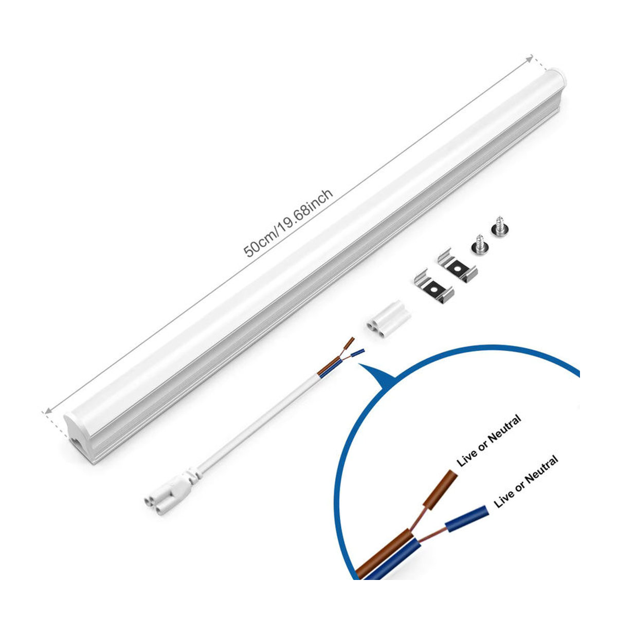 MALITAI T5 T8 LED-Lichtröhre mit Aluminiumstange in Neutralweiß, 50 cm - Bild 2