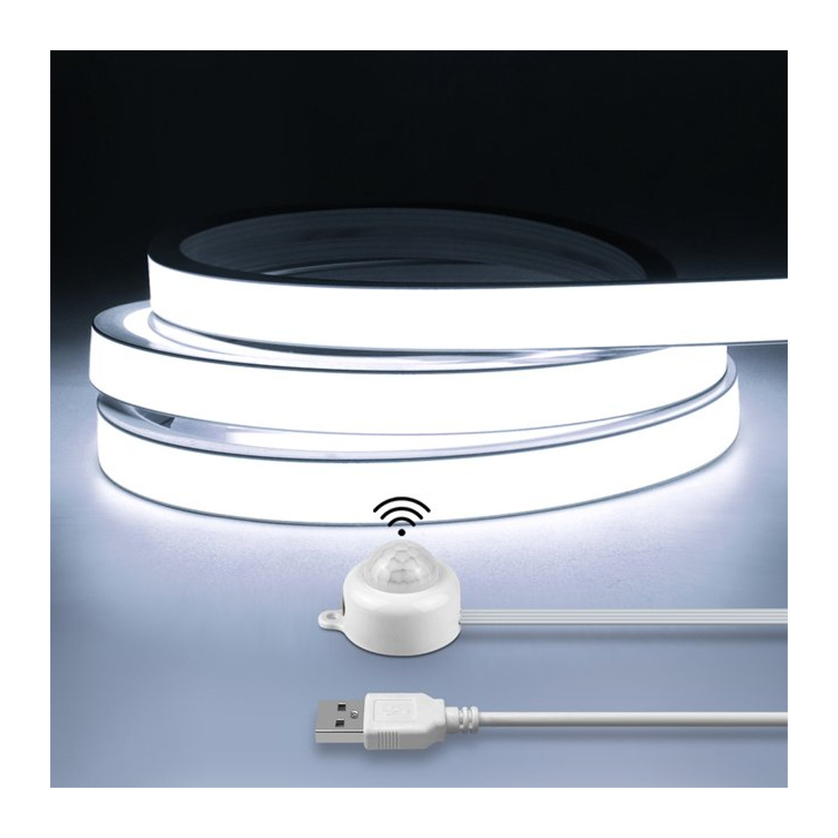 MALITAI USB 5V COB LED Streifen mit PIR Bewegungssensor, wasserdichtes Silikon Neon Band für Küche, Schrank und Bett, minimalistisches Design - Bild 1