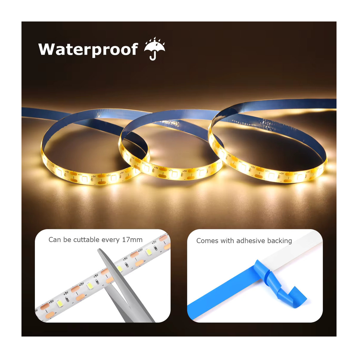 MALITAI USB 5V PIR Bewegungsmelder LED Streifen Licht Wasserdicht für Schrank, Küche und Zimmer in minimalistischem Design - Bild 3