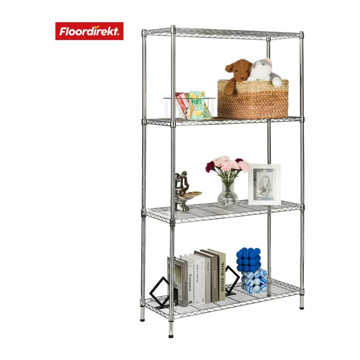 Mammut Metallregal Everest verchromt mit 4 Böden, B/T/H: 90 x 35 x 160 cm - Bild 1