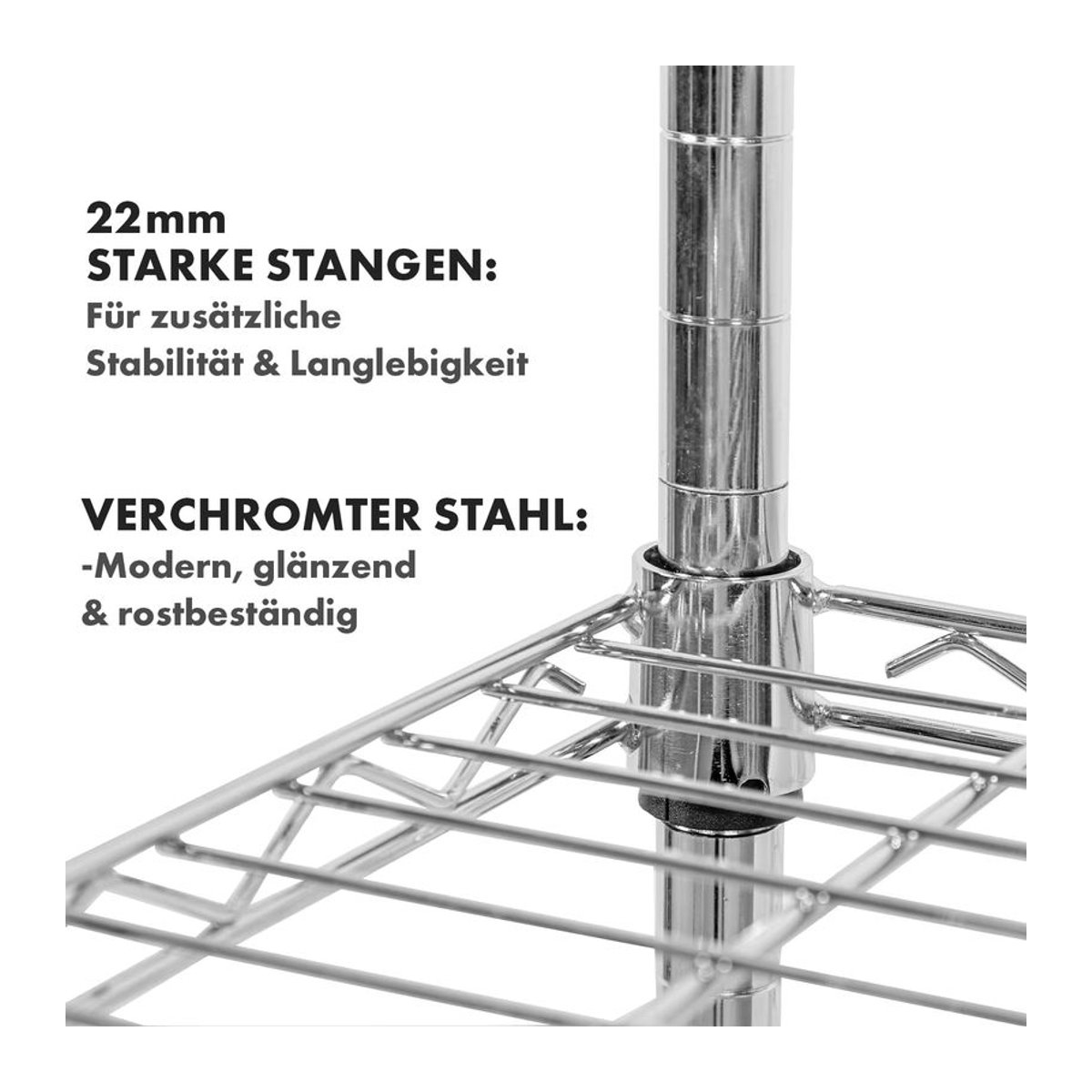 Mammut Schwerlastregal Himalaya Metallregal verchromt mit 5 Böden H x B x T: 200 x 90 x 60 cm - Bild 2