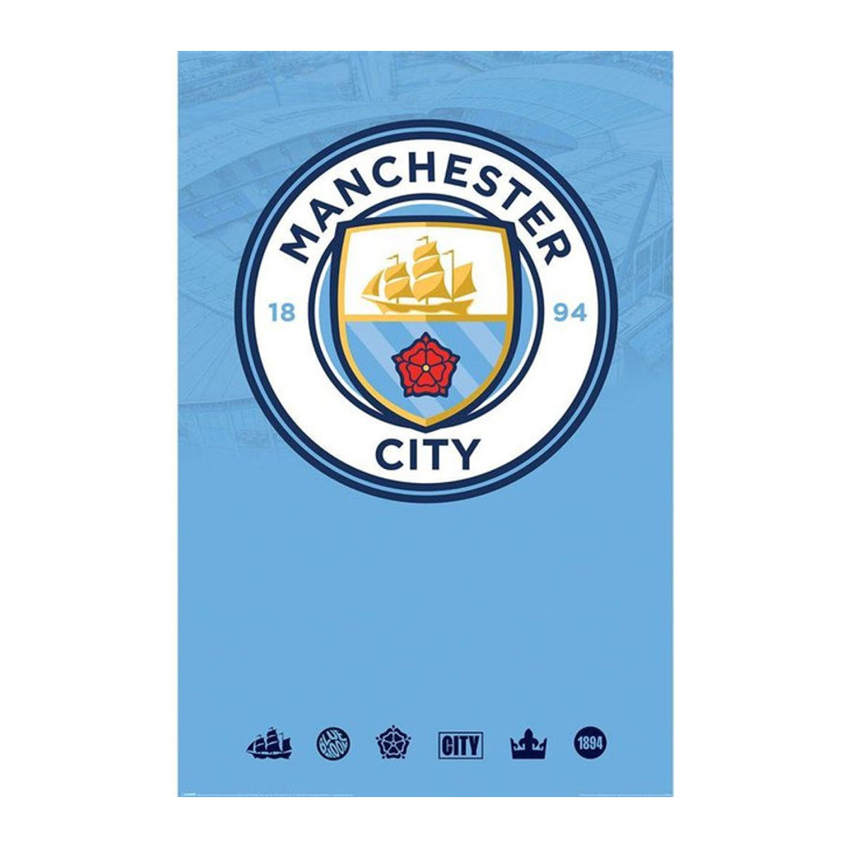 Manchester City FC Wappenplakat aus Papier, Blau, Breite: 91.5 cm - Bild 1